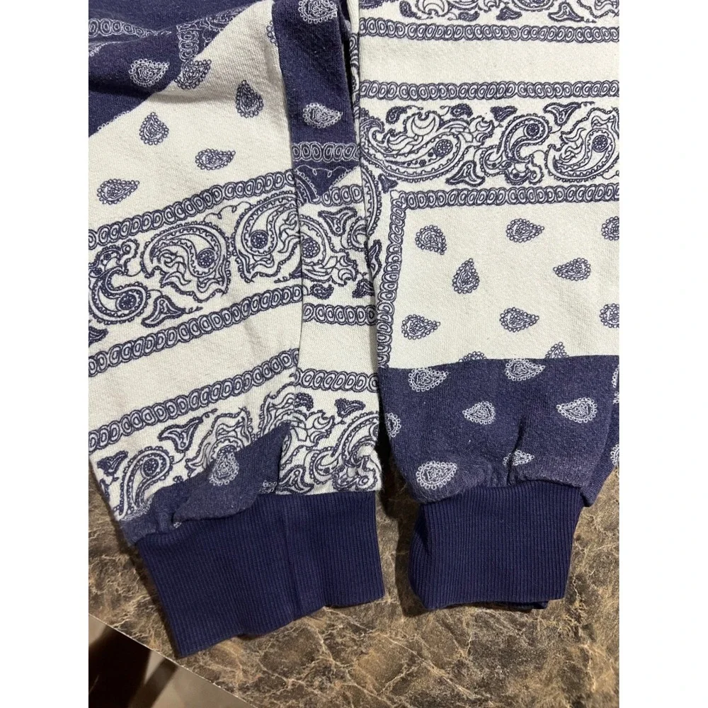 Alice + Olivia Navy White Bandana Elina Paisley Patchwork Pajama Set Boho XS